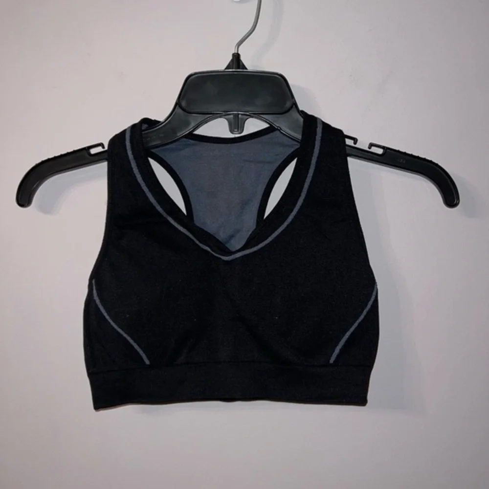 Black with dark grey detailing padded sports bra XS